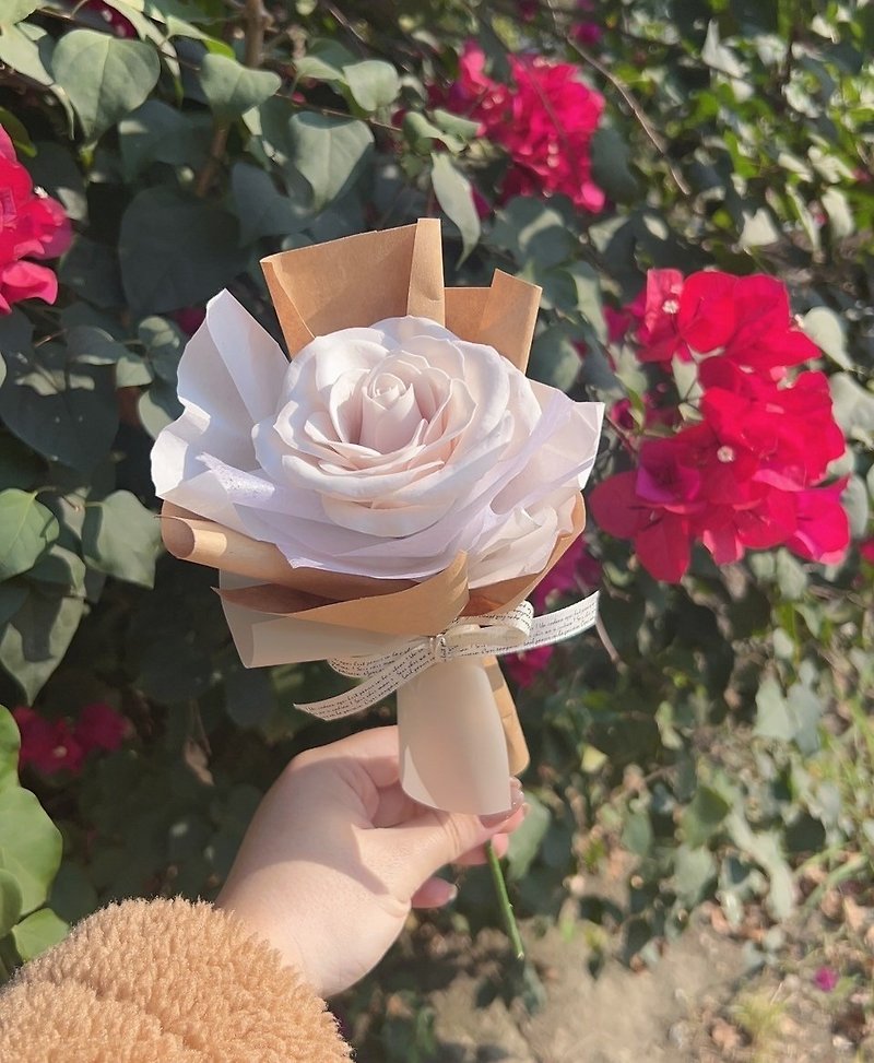 單隻玫瑰花 【唯一的愛】| 情人節系列 | 乾燥花 | 永生 -預購中 - 乾燥花/永生花 - 植物．花 白色