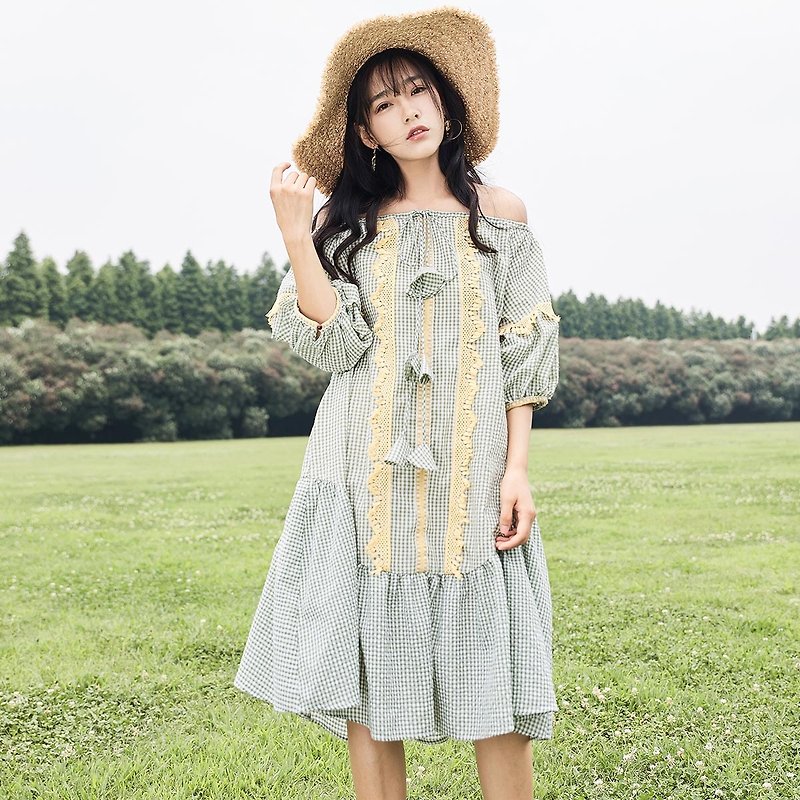 陳庭妮2017ミス夏荘ストラップレスのドレスを着用するための2個の新しい人形のスタイルのドレス - ワンピース - その他の素材 グリーン