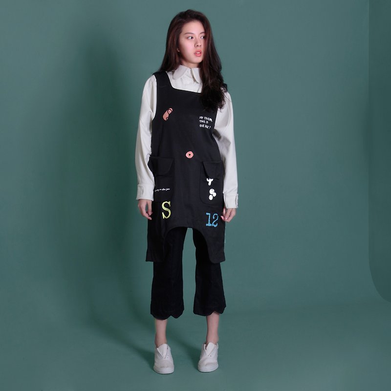 Bag sling vest skirt black - Women's Vests - Cotton & Hemp Black
