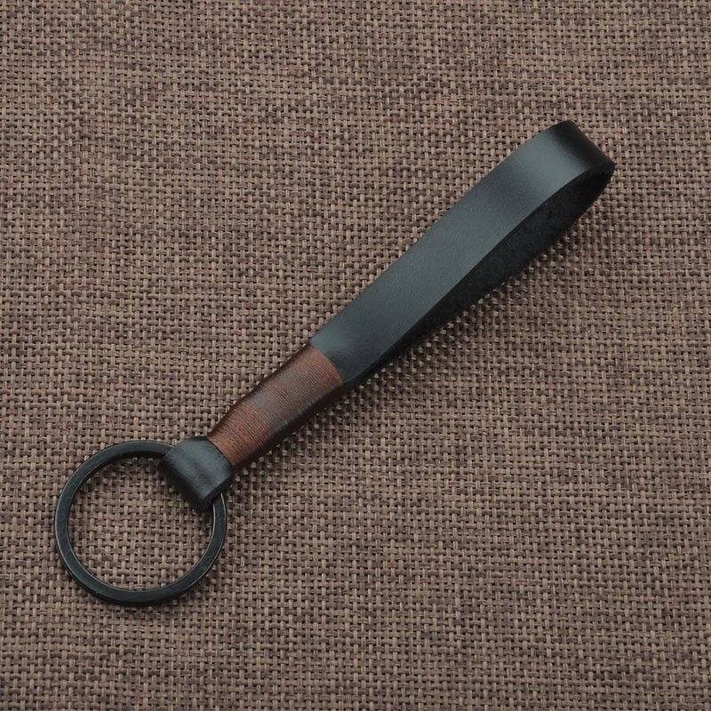 Cowhide key ring car keychain keychain free English custom embossed version - Keychains - Genuine Leather 