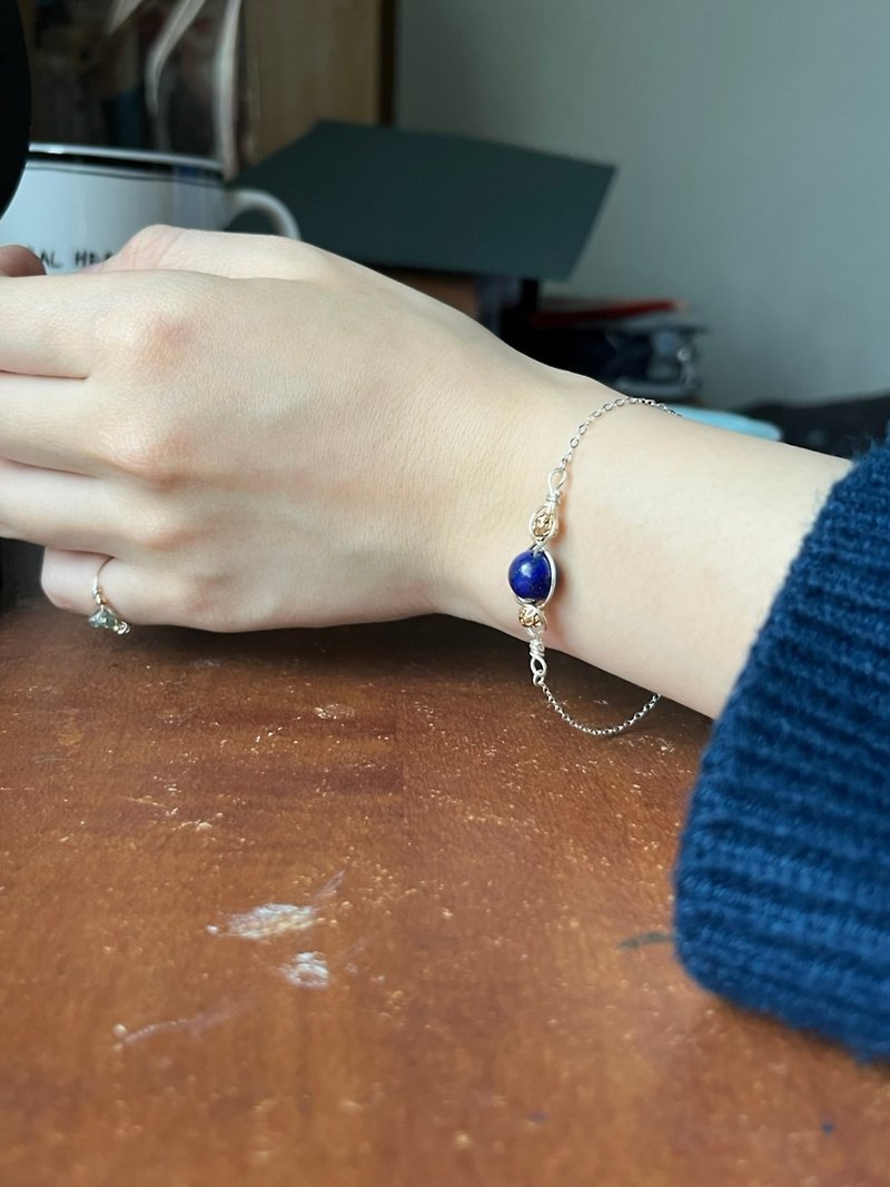 Lapis Lazuli Sterling Silver Braided Bracelet Lapis Lazuli Natural Stone Ore Bracelet Gift - Bracelets - Gemstone Blue