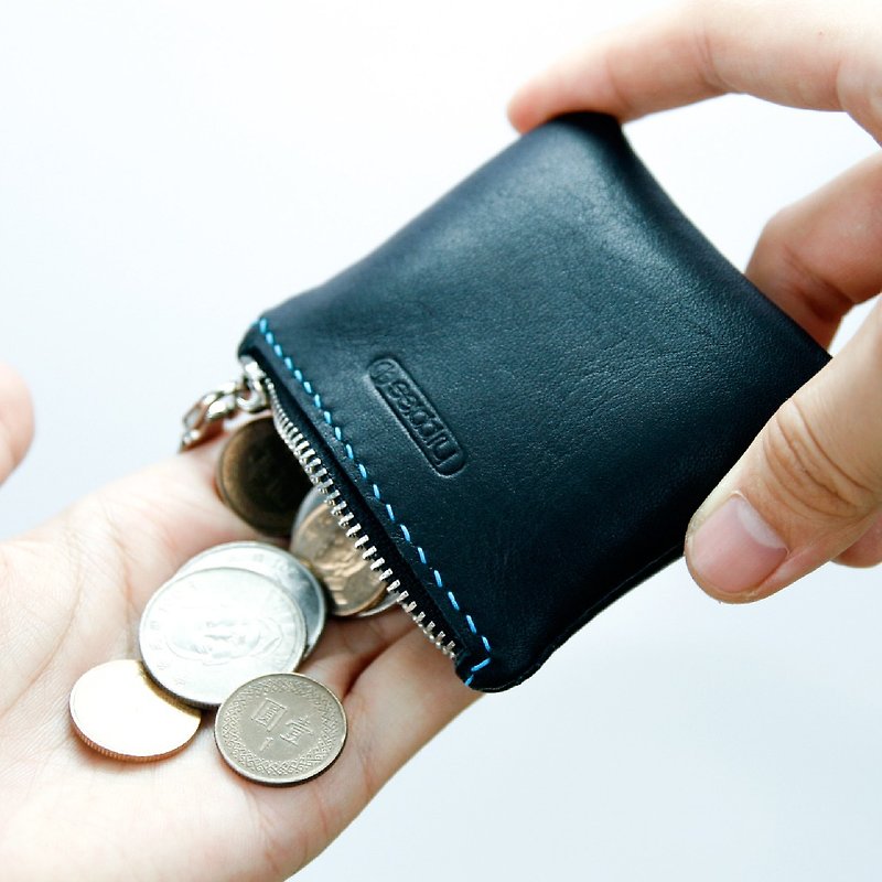 small coin purse - กระเป๋าใส่เหรียญ - หนังแท้ สีดำ