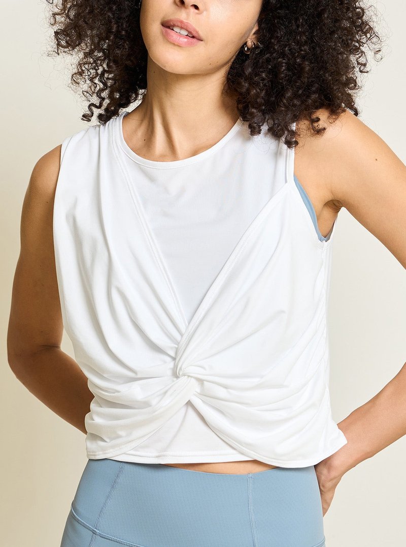 【S2N】BLESSED Elegant structured blouse_White T293 - Women's Yoga Apparel - Nylon White