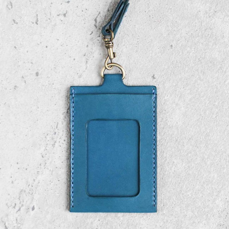 Light Blue leather ID card case - ID & Badge Holders - Genuine Leather Blue