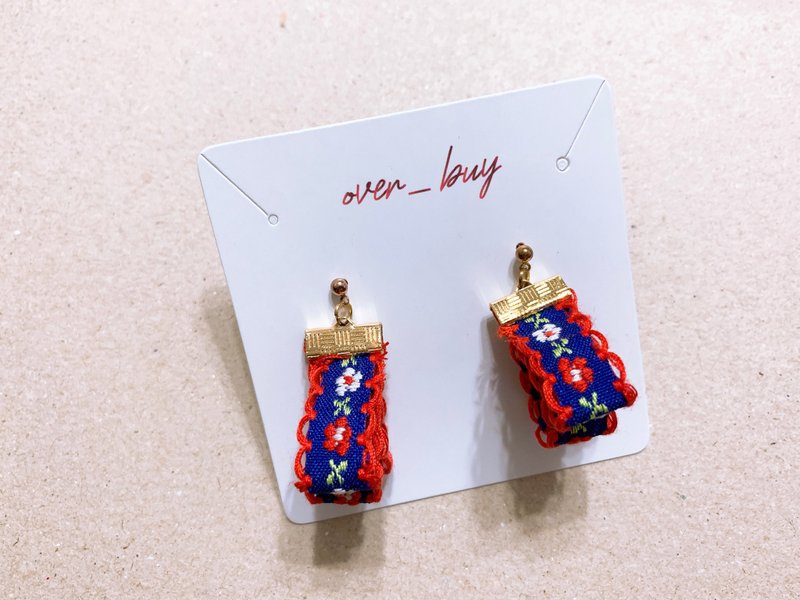 Lace Life | Ribbon Clip-On Earrings - Earrings & Clip-ons - Cotton & Hemp Red