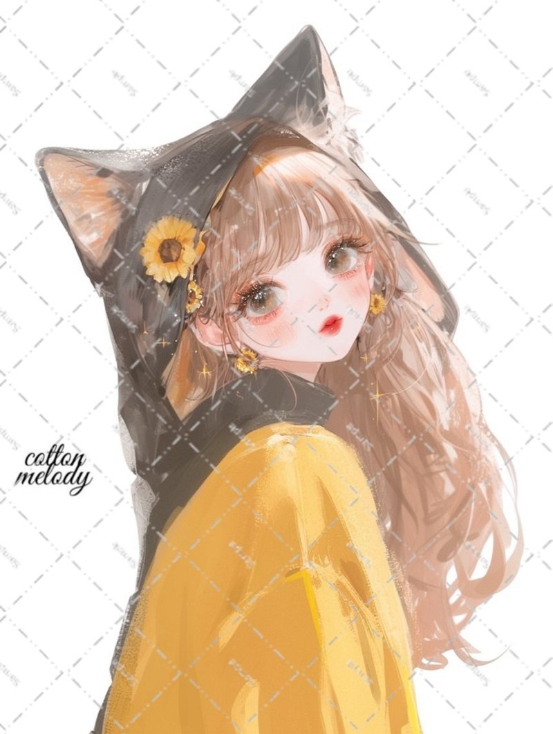 original sticker no.6381 人物ステッカー オリジナルステッカー 人物ステッカー 女の子ステッカー オリジナル人物ステッカー - 貼紙 - 紙 