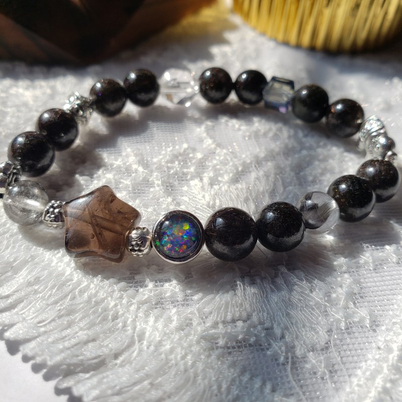 [Promoting career and blocking the expression ability of villains] Opal Black Bronze Titanium Black Silver Titanium Citrine | One Picture, One Object - Bracelets - Crystal 