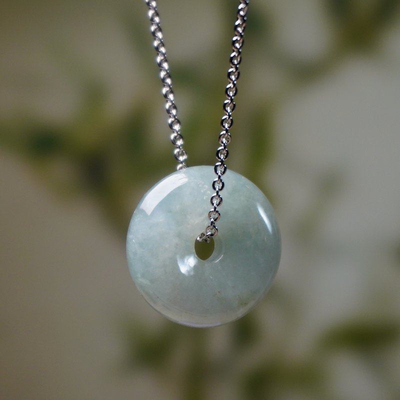 【May ‧Peace】Ice Jadeite Peace Buckle Pendant | Natural Burmese Jadeite A Grade | Gift - Charms - Jade Green