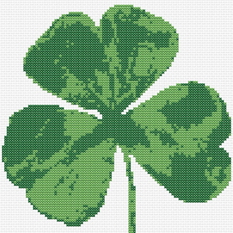 Shamrock cross stitch pattern, clover leaf cross stitch chart, PDF - 其他數位商品 - 其他材質 