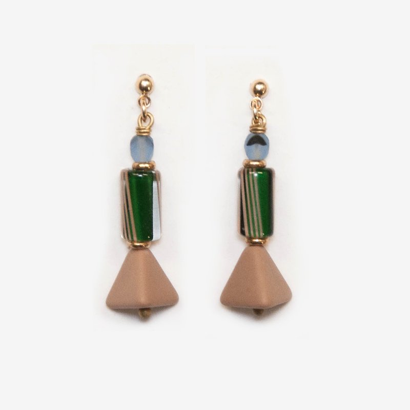 Matte Sand Colored Geometric Earrings, Post Earrings, Clip On Earrings - Earrings & Clip-ons - Acrylic Brown