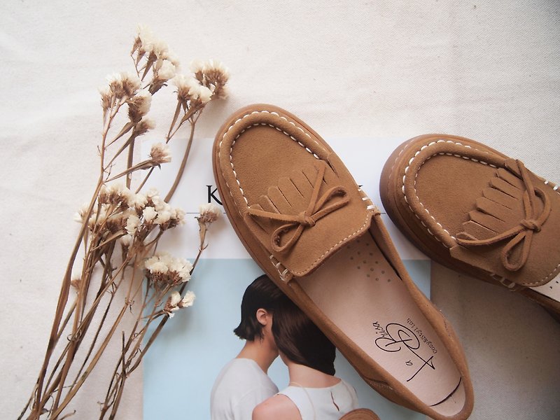 棕色__3M防水-麂皮莫卡辛鞋 A1825 (棕/咖啡 2色) - 女款休閒鞋 - 真皮 咖啡色