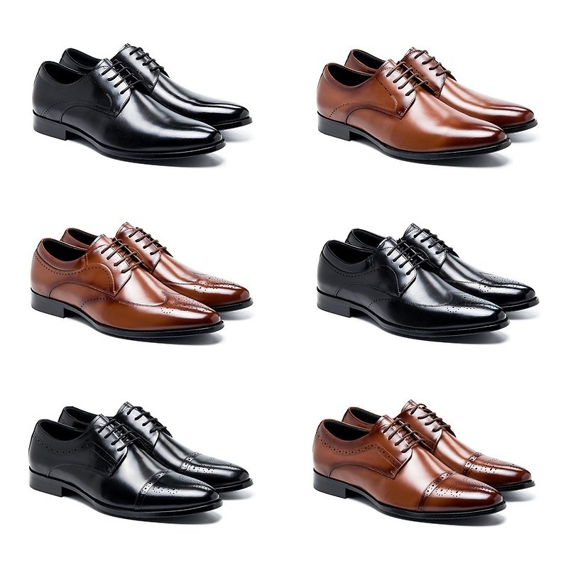 英倫風格紳士男皮鞋 黑色/棕色 (6款) - 男款皮鞋 - 真皮 