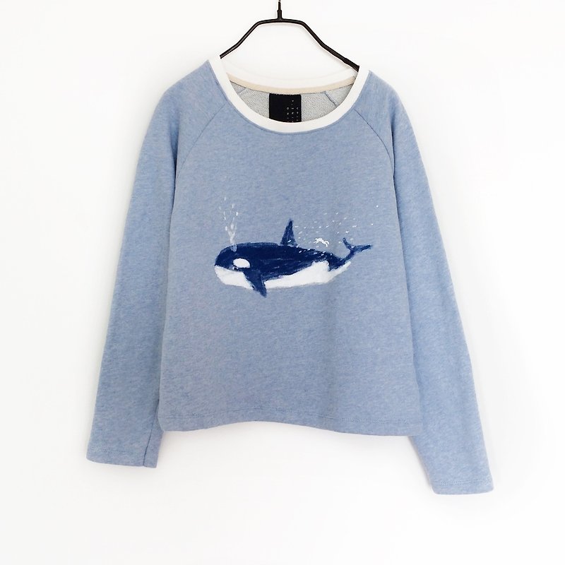 Whale - Sweater /Long Sleeve Shirt - สเวตเตอร์ผู้หญิง - ผ้าฝ้าย/ผ้าลินิน 