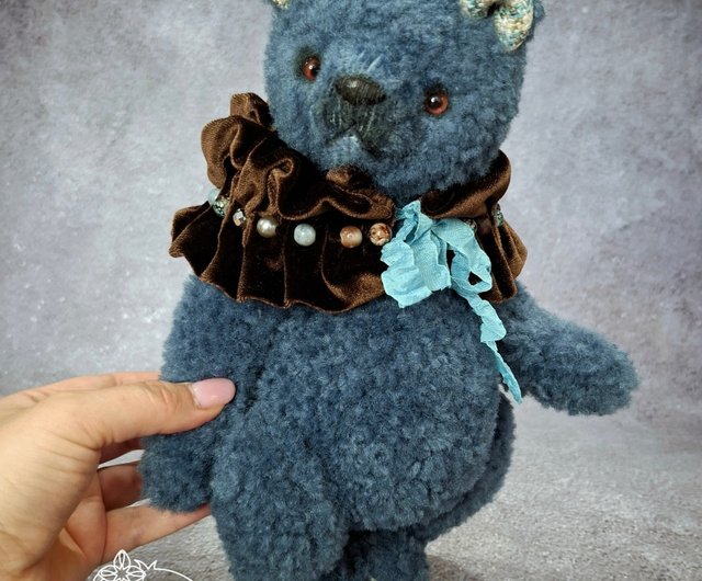 テディベア［青］かなさクマのぬいぐるみ 本体 クマアンドベアープロデュース 推しハグベア ぬいぐるみ (ブルー