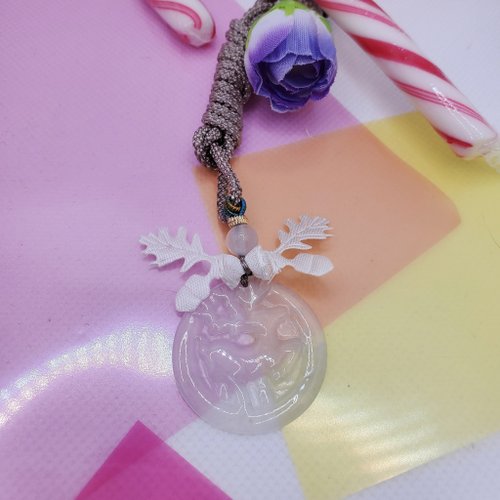 九尾貓 天然A貨翡翠 高冰玻璃種 小鹿項鍊