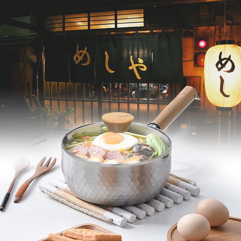 [Taste Plus] Yuewei Yuanqi 430 Stainless Steel snow pan stew pot frying pot 18cm/1.2L - กระทะ - อลูมิเนียมอัลลอยด์ สีเงิน