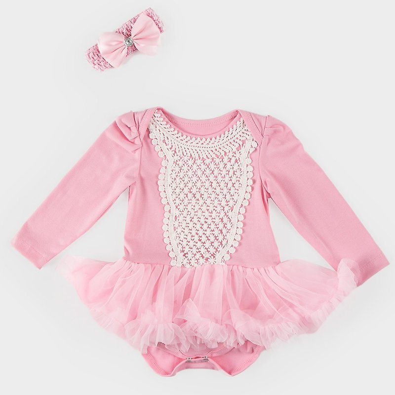 Good day blossoming chiffon tutu dress for baby girl – Aurora (long sleeves) - ชุดทั้งตัว - เส้นใยสังเคราะห์ สึชมพู