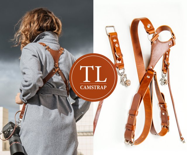 デュアルのカメラハーネス、結婚式旅行に登っているキヤノン6D600D5D2 5D3 Nikon D90ソニーA7S A7R A7S2パナソニ デュアル レザー カメラ ハーネス ダブル カメラ ストラップ DSLR