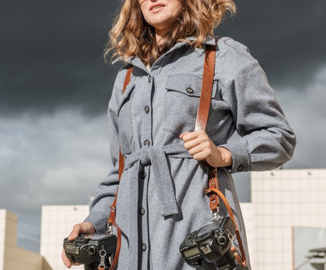 デュアルのカメラハーネス、結婚式旅行に登っているキヤノン6D600D5D2 5D3 Nikon D90ソニーA7S A7R A7S2パナソニ デュアル レザー カメラ ハーネス ダブル カメラ ストラップ DSLR