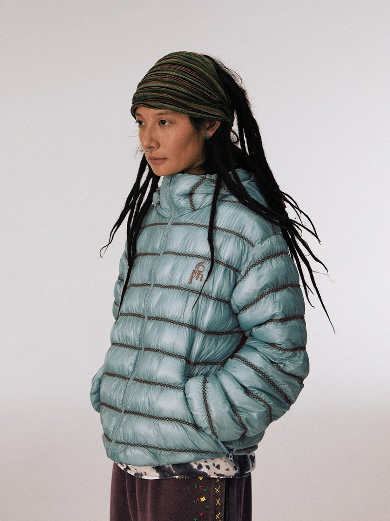 山系復古 / 輕量感雪山鎖鏈羽絨服 - 女大衣/外套 - 其他材質 藍色