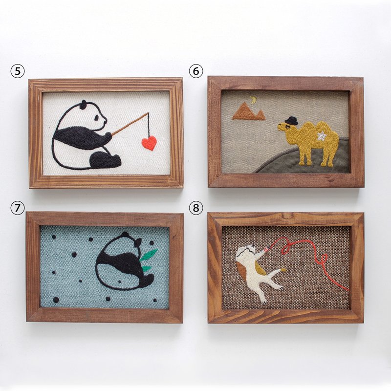 Picture frame postcard size, animal embroidery 5-8 - Picture Frames - Wood Brown