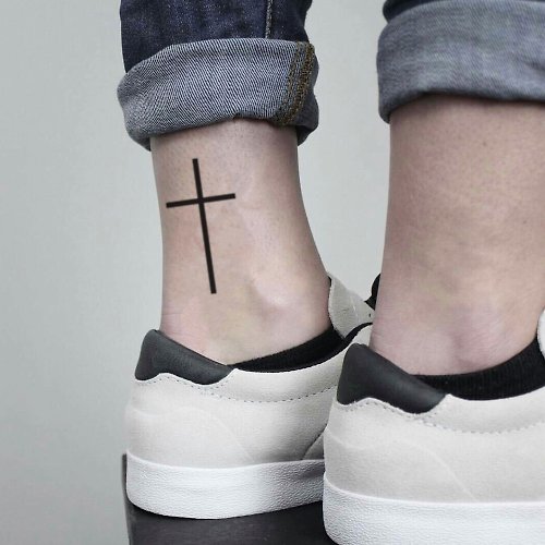OhMyTat OhMyTat 克魯茲十字架 Cruz Cross On Foot 刺青紋身貼紙 (4 張)
