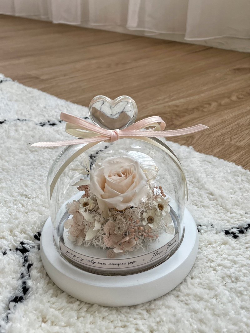 Flora Flower Preserved Flower Heart Glass Shade Night Light-Milk White - Dried Flowers & Bouquets - Plants & Flowers White