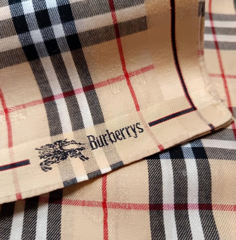 Burberry Vintage Handkerchief Pocket Square Brown Check 19 x 19 inches - 手帕 - 棉．麻 卡其色