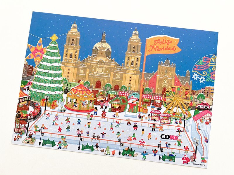 Zócalo Christmas Poster - โปสเตอร์ - กระดาษ สีน้ำเงิน