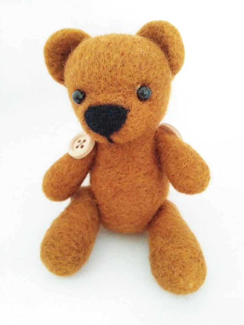 Miniue wool felt teddy bear doll (active joint) made in Taiwan limited hand - Stuffed Dolls & Figurines - Wool Brown