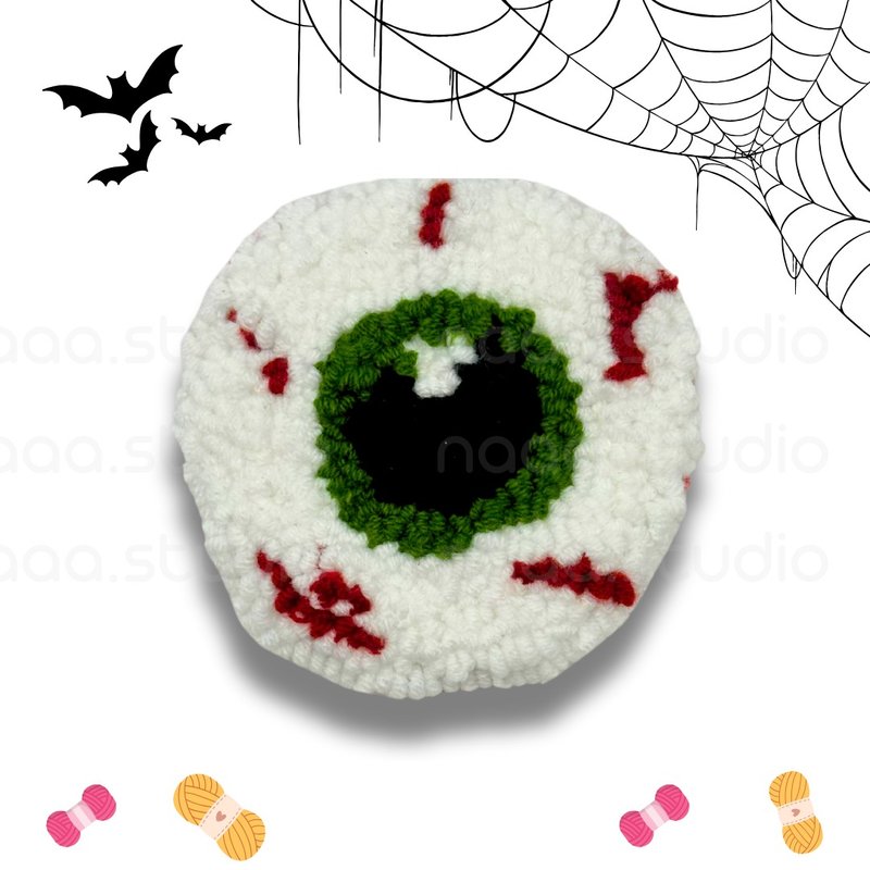 [Full set of DIY material package] Russian embroidery PUNCHNEEDLE l Halloween series-bloodshot eyeballs - เย็บปัก/ถักทอ/ใยขนแกะ - ผ้าฝ้าย/ผ้าลินิน หลากหลายสี