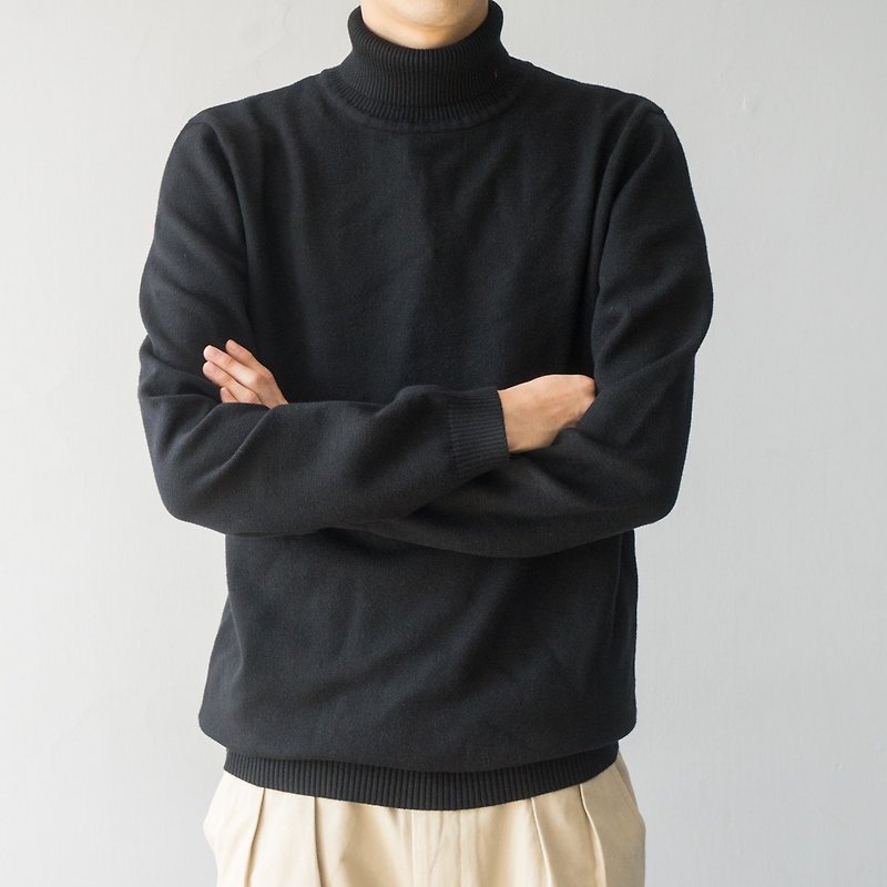 日系搭配 超舒適 純色套頭高領毛衣針織衫 Turtleneck Knit - 男毛衣/針織衫 - 棉．麻 白色