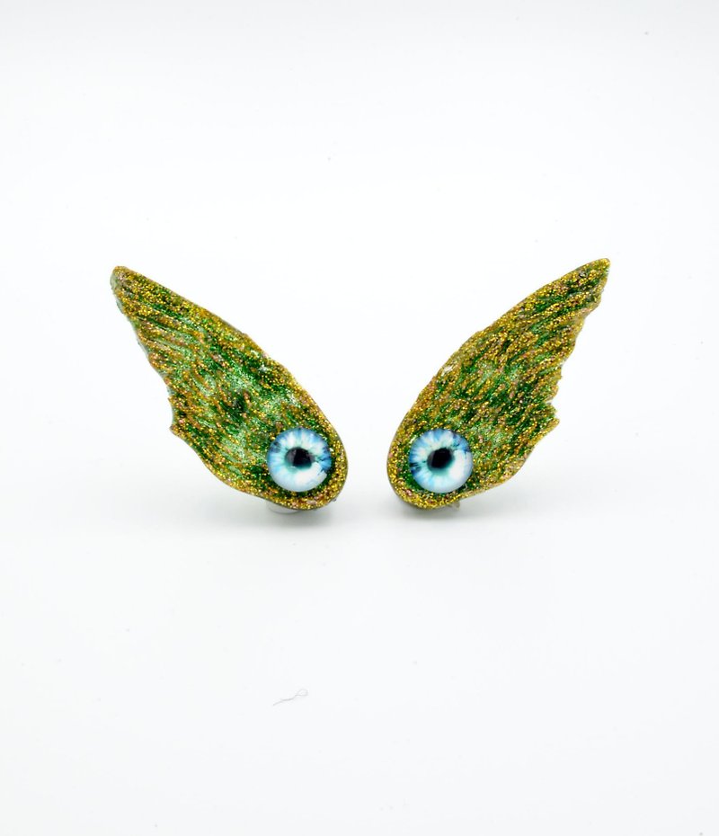 TIMBEE LO 眼睛翅膀飛翼耳夾 幻彩閃粉 炫彩風 外星怪獸系列 - 耳環/耳夾 - 塑膠 綠色