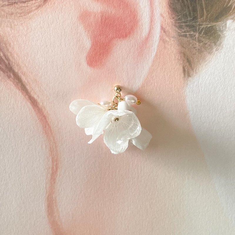 White hydrangea earrings