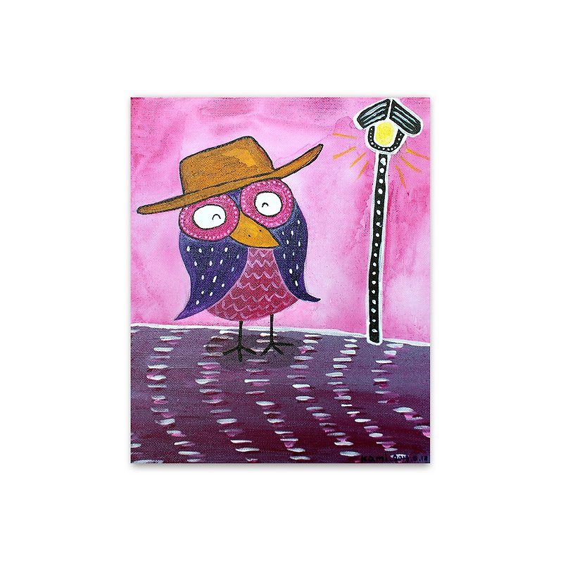 Original painting∣ Detective Owl/Awesome opening gift - กรอบรูป - วัสดุอื่นๆ หลากหลายสี