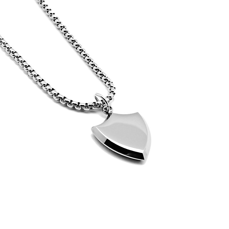 不鏽鋼簡約盾牌項鍊 Basic Shield Necklace - 項鍊 - 其他金屬 銀色