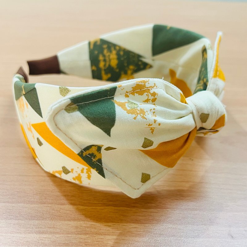 MOYA wide version handmade headband gold triangle - เครื่องประดับผม - ผ้าฝ้าย/ผ้าลินิน สีน้ำเงิน