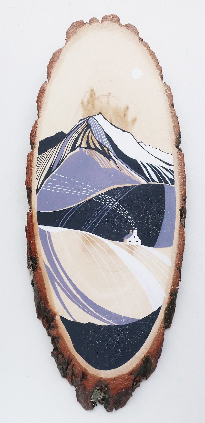 Mountains landscape. Acrylic painting on wood. Gift idea - ตกแต่งผนัง - ไม้ หลากหลายสี