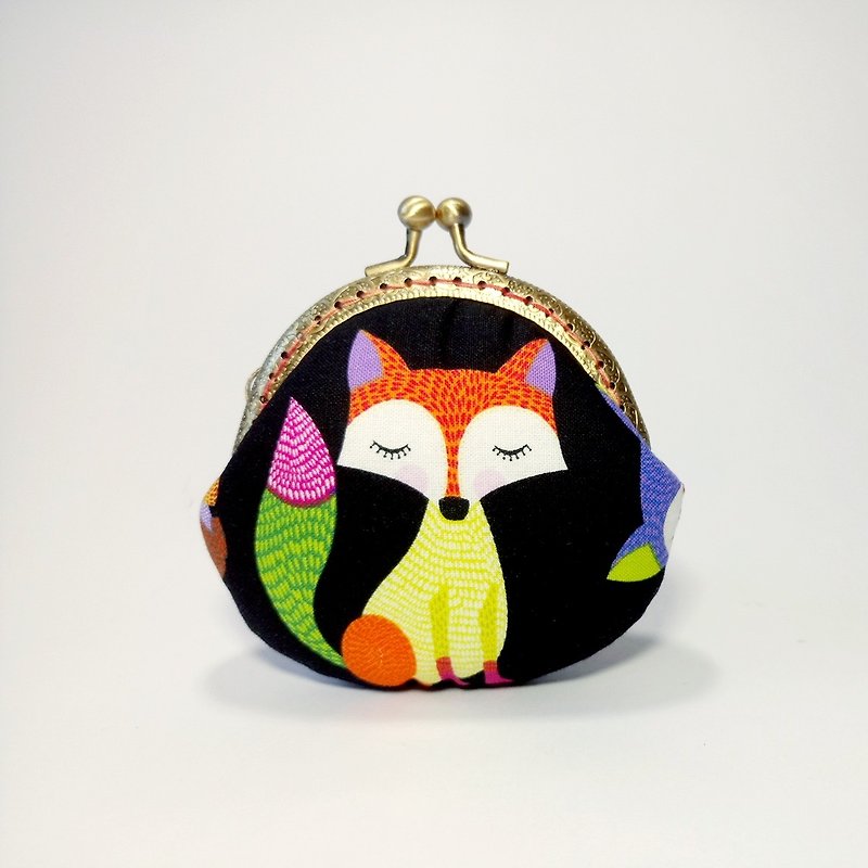 【Fox】Golden bag, coin purse, clutch bag, Christmas exchange gifts - กระเป๋าคลัทช์ - ผ้าฝ้าย/ผ้าลินิน สีดำ
