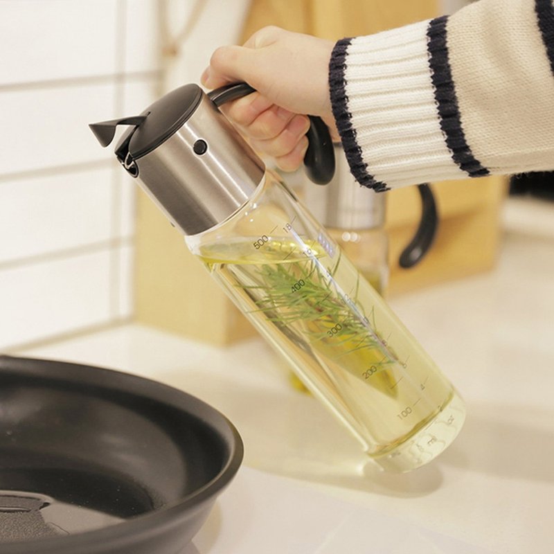 日本霜山 耐熱玻璃自動開合油壺-500ml - 廚具 - 玻璃 透明