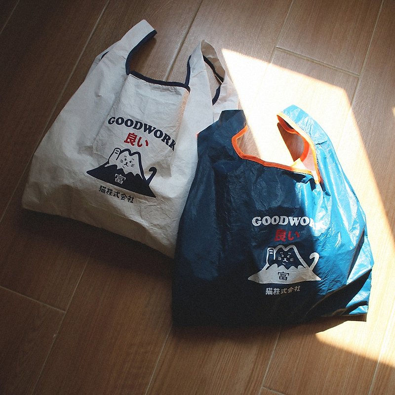 Cat Co., Ltd. Fuji Meow Fuji Cat DuPont Soft Paper Feel Folding Shopping Bag - Handbags & Totes - Other Materials Multicolor