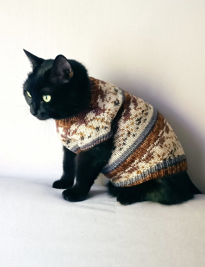 Sweater for cats Knitting jumper for pets hand knit Dog sweater Knitwear for cat - ชุดสัตว์เลี้ยง - ขนแกะ 