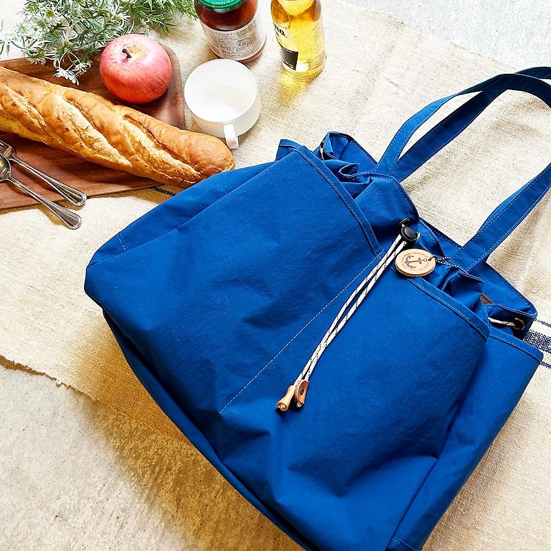 Wagamama Tote Blue KONBU Water-repellent nylon tote bag - กระเป๋าถือ - ไนลอน สีน้ำเงิน