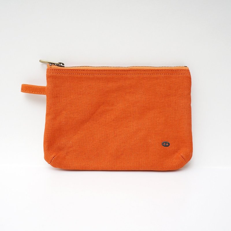 Mushroom MOGU / Canvas Storage Bag / Persimmon Orange / Boarding Pass - กระเป๋าสตางค์ - ผ้าฝ้าย/ผ้าลินิน สีส้ม