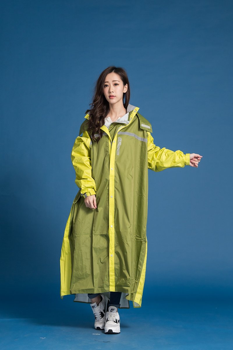 Peak Backpack Front Open Raincoat-Dark Green/Mustard Yellow - Umbrellas & Rain Gear - Waterproof Material Multicolor