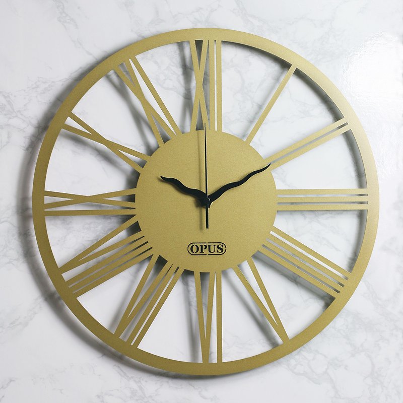 【OPUS Dongqi Metalworking】European Iron Mute Clock-New Roman Numerals (Bronze Gold)/Living Room Decoration - Clocks - Other Metals Gold