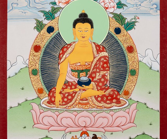 手作りの仏教タンカ絵画 釈迦牟尼仏 - ショップ Boudha Stupa
