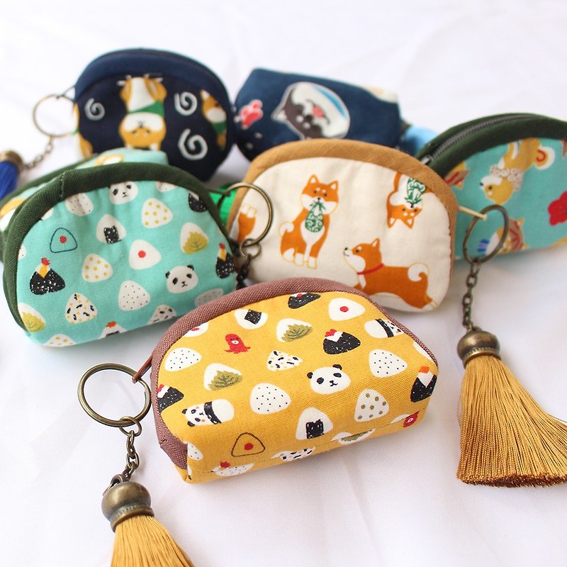 Shiba Inu and Panda Key Coin Purse (Pipeline) 7 Colors - กระเป๋าใส่เหรียญ - ผ้าฝ้าย/ผ้าลินิน หลากหลายสี
