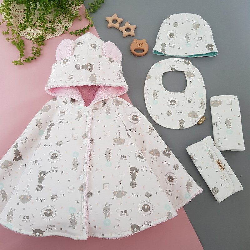 3+1件組彌月禮 白底兔兔熊熊 針織棉 最實用品項 獨家手工製作 - 彌月禮盒 - 棉．麻 白色