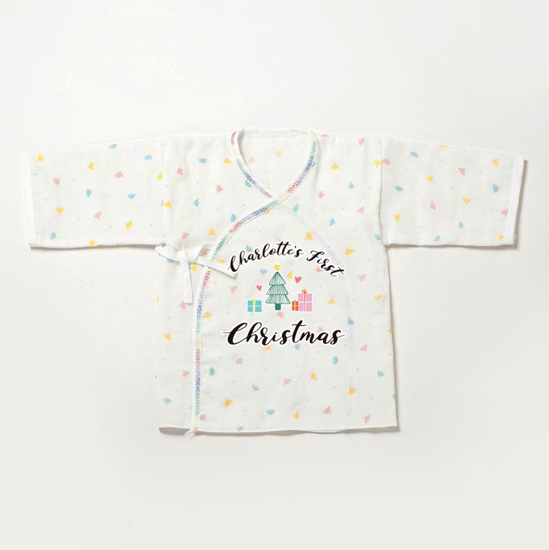 Set of 4 customized Christmas baby names. Cotton baby gauze clothes - baby newborn ceremony - เสื้อยืด - ผ้าฝ้าย/ผ้าลินิน หลากหลายสี